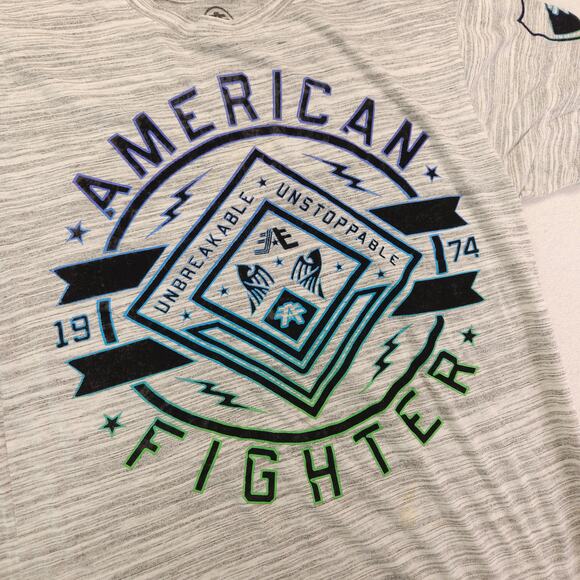 American Fighter Casual Graphic Crew Neck T Shirt Mens Size Medium M Gray - Picture 4 of 10